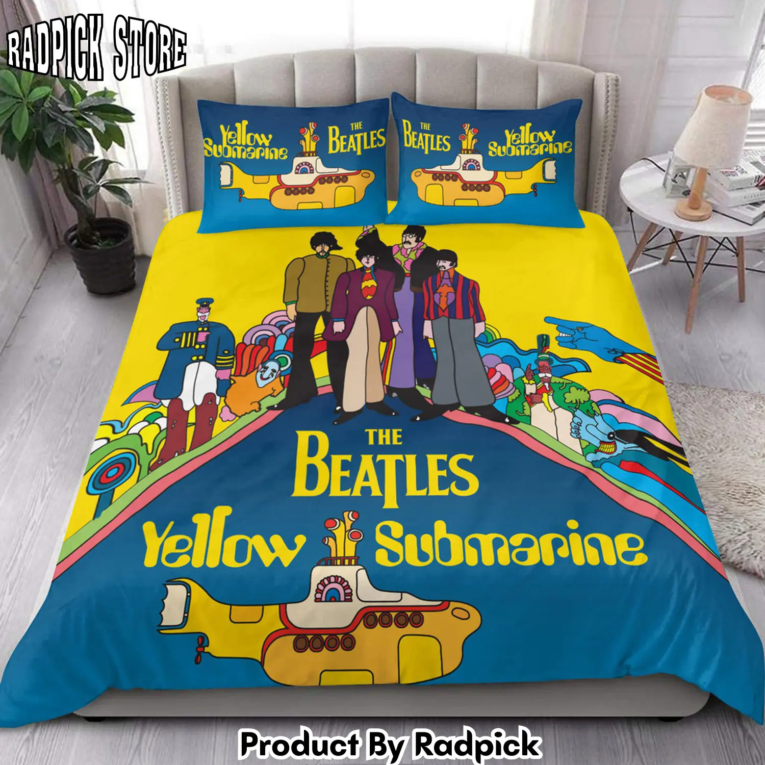 Radpick the beatles yellow submarine over printed bedding set s160203 rp3271376
